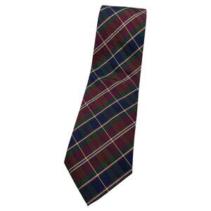 NEW PAUL & SHARK Men's 100% Silk Necktie LUXURY Burgundy Blue Red Tartan W:4"